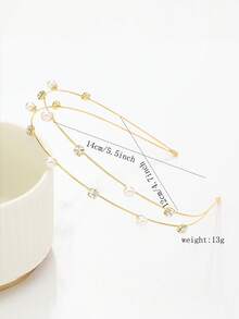 1pc Shiny Bohemian Zinc Alloy Pearl Headband, Women Minimalist Rhinestone Hair Hoop, Suitable For All Seasons - Multicolor - View 3