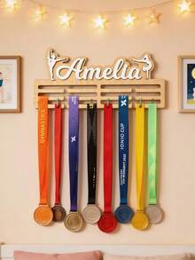 Personalized Gymnastics Medal Holder With Name Gymnastics Athlete Medal Display Rack Gymnastics Room Wall Decor Award Display Hanging Rack For Sports Medals Wall Art - Multicolor - View 1