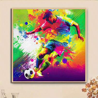 1pc DIY Football Lover Pattern 5D Diamond Painting Kit, [30*30cm/11.8*11.8in] [40*40cm/15.7*15.7in], Suitable For Adult Beginners DIY Mosaic Diamond Art, Full Drill Handmade Hobby, Wall Decor Painting For Living Room, Bedroom, Office, Surprise Gift For Family And Friends, Frameless