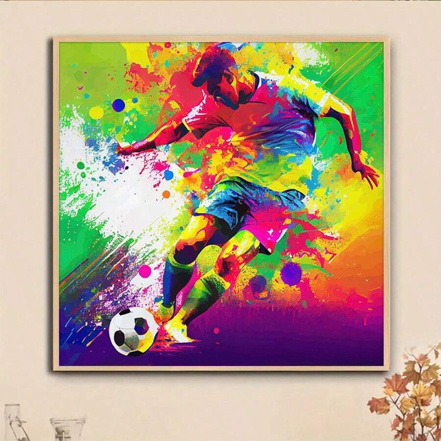 1pc DIY Football Lover Pattern 5D Diamond Painting Kit, [30*30cm/11.8*11.8in] [40*40cm/15.7*15.7in], Suitable For Adult Beginners DIY Mosaic Diamond Art, Full Drill Handmade Hobby, Wall Decor Painting For Living Room, Bedroom, Office, Surprise Gift For Family And Friends, Frameless - No Frame - View 1