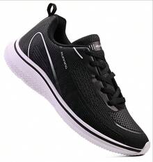 Gym, Running, Casual, Sports, EVA Lace-Up Shoes For Gym And Fitness - Black White - View 1