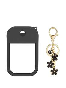 2pcs/1pc 1oz (30ml) Hand Sanitizer Spray Bottle Silicone Protective Case, Shiny Glitter, A-Z 26 Letter Flower Keychain Design, Scratch-Resistant, Waterproof, Reusable Sleeve For Travel, Gifts, Halloween, Christmas - Black - View 20