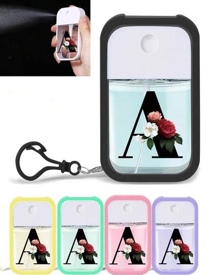 1pc Moisturizing Hand Wash Spray, 26 Purple Letter 50ML Travel Portable Spray Bottle, Silicone Hand Wash Bottle Holder With Keychain, Full Wrap Design, With Lanyard, Easy To Use, Soft Silicone Material, Travel Portable, Daily Necessity, Travel, Daily Work And School Essential, With Purple Letter Keychain For Easy Identification (This Product Does Not Contain , Please Add Water After Receiving And Opening)