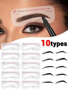 20/10pcs Eyebrow Stencil Kit, Eyebrow Makeup Tools, Eyebrow Shaping Template, Eyebrow Shaping Mold Makeup Set, Makeup Shaping Tool Set, Eyebrow Makeup Set, Eyebrow Shaping Set, 10 Styles Eyebrow Stencils, 3 Minute Women Makeup Tools - Multicolor - View 7