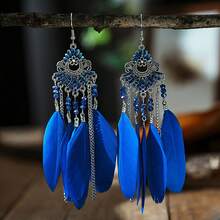 1 Pair Bohemian Style Natural Feather Earrings For Women - Exotic - View 6