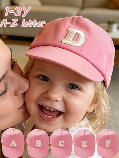 1顶A-Z字母婴儿棒球帽，可调节幼儿婴儿帽，适合公主女孩旅行、户外活动和日常佩戴