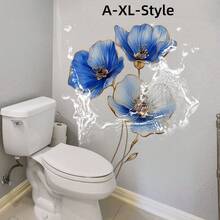 1pc Blue Floral Wall Sticker, Waterproof & Oil-Resistant Home Decor Sticker, Removable Matte Self-Adhesive Wall Decal Suitable For Living Room & Bedroom, Spring Decor To Add Vitality To Your Home, Rama Decor Sticker Gift For Birthday And Graduation - Blue Flowers - View 12