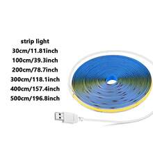 LQHZMYY 1pc USB Powered COB LED Light Strip With Touch Control Dimming, Solid Color (3000K/4000K/6000K), Suitable For Birthday Party, Space Theme Occasions, Soft Lighting For TV Backlight, Bedroom Lighting, 5V - White Light 6500K - View 8
