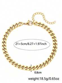 1 pieza Tobillera de eslabón cubano de acero inoxidable dorado de 8 mm, joyería de cadena para playa de mujer, adecuada para uso diario, regalo de nicho - Amarillo Oro - Ver 4