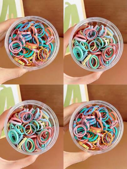 100个装女童发圈，高弹力不伤发，马尾辫发圈，耐用发饰，适合日常使用