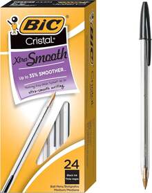 24 Pack BIC Cristal Xtra Bold Ballpoint Pens, 1.6mm Bold Tip Blue Ink Pens For Writing Notes & Documents - 黑色墨水 - 查看 6