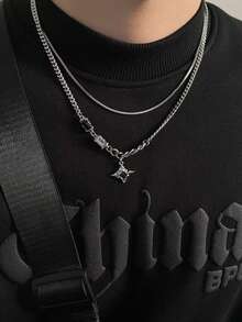 1 chiếc vòng cổ mặt dây chuyền đá quý đen hình gai nhọn, phong cách đường phố hip-hop độc đáo của châu Âu và Mỹ, dây chuyền cao cấp unisex đeo quanh xương đòn, dây chuyền áo len. - Nhiều màu - Xem 5