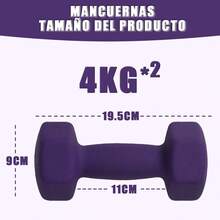 ALLINLIFE Juego De 2 Mancuernas, 2 X 2 Kg, Mancuernas Hexagonales Con Superficie De Vinilo, Para Fitness, Ejercicio, Entrenamiento, Para Gimnasia En Casa, Violeta Ceniza - 4KG*2 - 查看 2