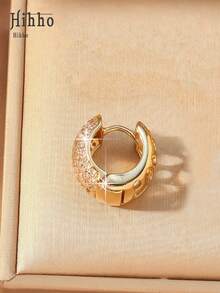 Hihho 1pc High-End Fully Hoop Earrings, Commute & Date Atmosphere Jewelry, Ideal Gift For Partner To Convey "Radiance And Confidence" - Earrings - View 5