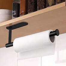 Self Adhesive Paper Towel Holder, No Drill Under Cabinet Paper Towel Roll Holder, Stainless Steel Paper Towel Rack For Kitchen, Bathroom, Pantry, RV - Black - 黑色 - 查看 6