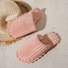 Comfortable Soft Bottom Pink Closed Toe Slippers, Fashionable Casual Indoor Slippers - Pink - View 6