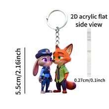 Móc khóa acrylic 2D phẳng "Judy và Nick đội mũ" - In rõ nét, bền, thích hợp để trang trí ba lô - Hình ảnh 2D phẳng, lý tưởng làm quà tặng ngày lễ, trang trí nhà cửa và quà tặng cho người hâm mộ. - Nhiều màu - Xem 3