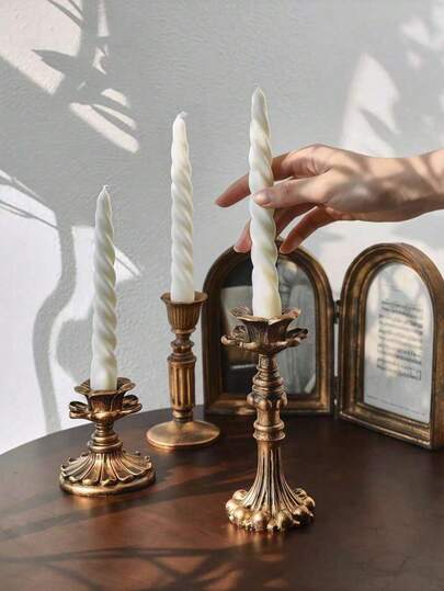 Gothic Aesthetic Candle Holder, Vintage Bronze Floral Design, Minimalist Retro Decor, Suitable For Wedding Art Decoration, Mother's Day, Birthday, Graduation Season Best Gift