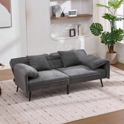 2-Seater Convertible Sofa (167.5 X 73 X 70 Cm), 3-Position Reclining Backrest (100°–180°), Convertible Armchair, Chaise Longue, Lounge Sofa, Grey