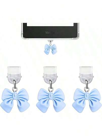 1pc Kindle Charm, Blue Bow Dust Plug Pendant, Compatible With Kindle Devices With Type-C Charging Port, Gift For Book Lovers, Readers, Men, Women, Teachers, Students, Kindle Accessory