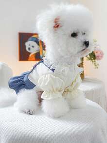 1件宠物连衣裙，可爱时尚狗狗连衣裙，宠物服装 - 心悸连衣裙 - 藍色 - 查看 7