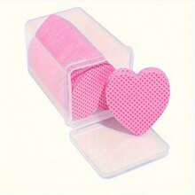 100/200pcs Disposable Lint-Free Cloth Heart-Shaped Makeup Remover Pads, Nail Polish Remover Pads, Soft Non-Woven Acetone Nail Polish Remover Wipes, Lint-Free Nail Gel Wipes, Waterless Nail Care Products For Women And Girls Daily Manicure Cleaning And Removal - 粉紅色的 - 查看 3