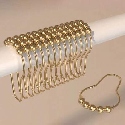 12/24pcs Shower Curtain Hooks - Smooth-Gliding Rolling Bead, Durable Metal Gourd Buckle, Designed For Bathroom Shower Curtain Rods, Essential Bathroom Accessories For A Hassle-Free Shower Experience