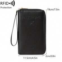 Travel Must-Have Multifunctional Credit Card Wallet, Solid Color RFID Anti-Theft+Passport And Ticket Storage Zipper Seal+Wristband Portable Cross-Border ID Bag - 粉色 - 查看 6