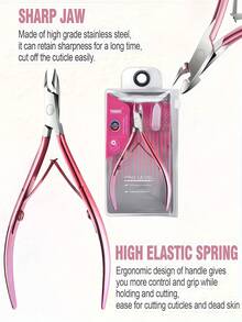 1pc Professional Stainless Steel Cuticle Nipper, Sharp 3/4 Jaw Nail Clipper, Suitable For Manicure And Pedicure Cuticle Trimming (Pink) - Gradient Pink - View 7