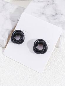 1 Pair Fashionable Minimalist Versatile Geometric Earrings - Black - View 2