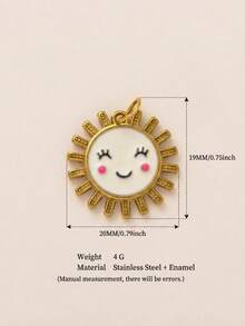 1件夏季清爽插画吊坠，手绘日常风格，18K镀金PVD不锈钢材质，适合DIY制作手链、脚链、项链、身体链等饰品。 - 彩色 - 查看 28