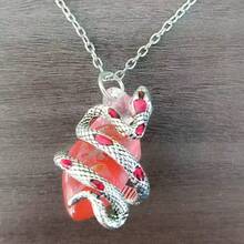 1pc Gothic Dark Style Personalized Exaggerated Snake Wrapped Resin Heart Pendant Adjustable Copper Necklace, Gift, Vacation Style, Party, Nightclub, Casual Daily Wear - Snake - View 2