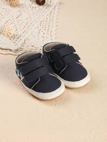 1双可爱卡通扁平设计婴幼儿男女童休闲运动鞋，适合春秋季穿着 - 藏蓝色 - 查看 3