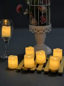 6/12/24pcs Warm Color Flameless LED Candles, Battery Powered, Realistic Candle Appearance, Warm White Light, Suitable For Wedding, Christmas, Romantic Candlelight Dinner, Valentine's Day Decoration - Big Tea Wax - View 9