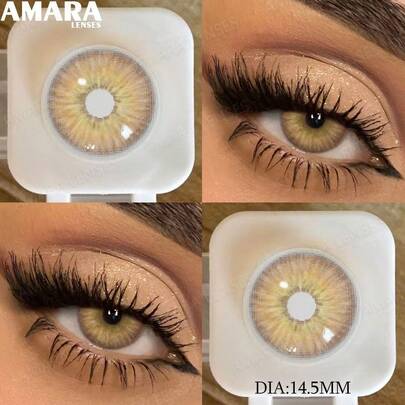 AMARA 1 Pair Of New Color Black Lenses Fashionable Blue Green Lenses Gray Annual Disposable Brown Halloween Costume Character Role-Playing