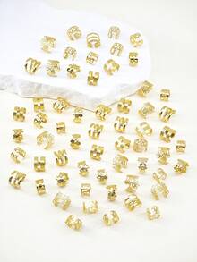 Bộ sưu tập 59 chiếc vòng cài tóc đa năng dùng được cả bốn mùa - Vòng cài tóc hợp kim có thể điều chỉnh, trang sức tóc phong cách Boho cho tóc tết, tóc bện và tóc xoắn của bé gái. - Vàng - Xem 3