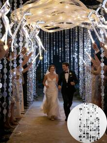 100cm/39.37in Gold/Silver Shiny PVC Sequin Curtain, Suitable For Wedding Arch Backdrop, Room Divider, Creating Dreamy Wedding Atmosphere, Home Holiday Party And Wedding Decoration - Multicolor - View 4