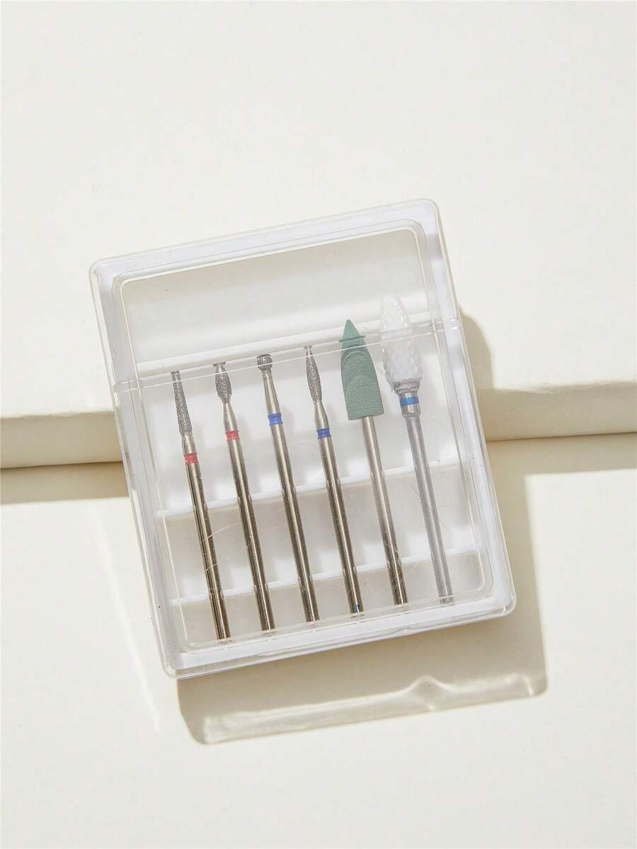 6件套指甲打磨头套装，美甲钻头，陶瓷指甲钻头，指甲抛光头