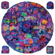 50pcs KPOP Girl Group Neon Lights Stickers, DIY Graffiti Personalized Cross-Border Creative Car Stickers, Suitable As Birthday Gift, Party Gift, Easter Gift - Multicolor - View 2