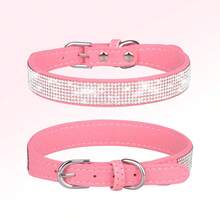 Collar para perro/gato de 16-46 cm de tamaño de cuello - Lujo con cristales brillantes, terciopelo suave, piel sintética duradera y ajustable para mascotas pequeñas/medianas/grandes - Multicolor - Ver 20