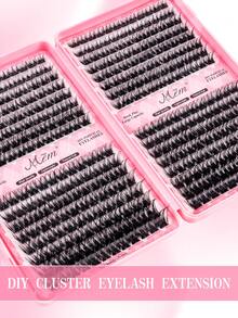 MEM 384/352pcs Individual Cluster False Eyelashes DIY Home Use Cluster Eyelash Extension Makeup, DIY Personalized False Eyelashes, 3D Russian Curly Thick Eyelashes, Create Dramatic Messy Mink Makeup Effect, Suitable For Stage Makeup, Daily Makeup, Cosplay, Full Face Makeup And Daily Wear, Portable And Easy To Use, Suitable For Daily Or - 黑色 - 查看 3