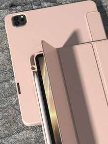 1 chiếc ốp lưng bảo vệ cho iPhone 10.2" thế hệ thứ 9/8/7, 10.9" thế hệ thứ 10, Air 4/5, 10.9", Air 11", Pro 11", có khe cắm bút cảm ứng, mặt lưng mềm TPU, tự động bật/tắt màn hình - Màu hồng - Hồng - Xem 7