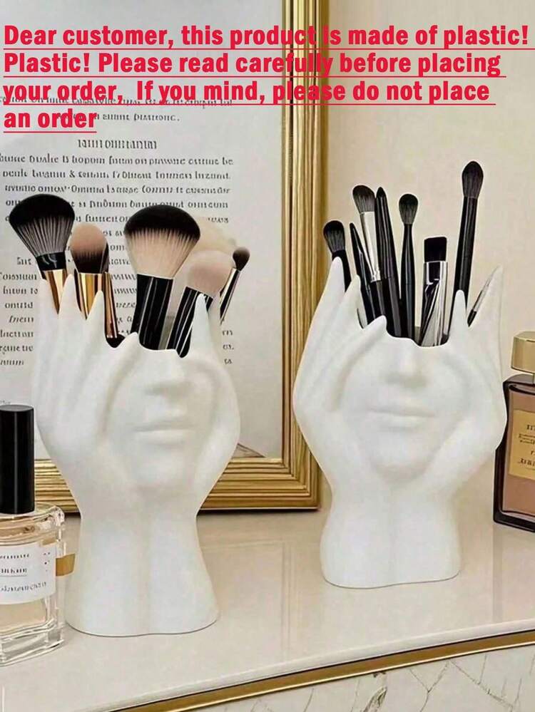1个手工创意人体彩妆刷架 - 独特的创意人体彩妆刷架，桌面彩妆刷收纳盒，装饰树脂材质，防摔设计，雕塑装饰，轻巧便携 - 彩色 - 查看 2