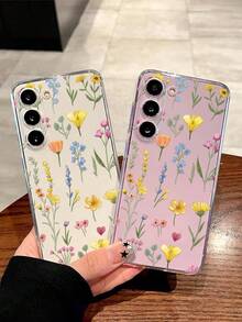 1个彩色花卉图案软壳手机壳，兼容华为荣耀、Galaxy A04e/12/A13/A14/A34/A50/A52/A53/A54/S21/S22/S23/S24/S25/S25Ultra/S25FE/S26/S26 Plus/S26 Ultra/S26 Edge、6A/7A/8A、12T/13T/15T/15T Pro（国际版） - 無色 - 查看 2