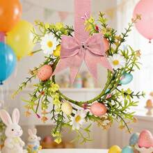 Easter Mini Wreath For Cabinets Festive Colorful Eggs Bow Hanging Garland For Fireplace Front Door Kitchen Decor - Multicolor - View 8