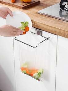 Stainless Steel Trash Bag Holder, Kitchen Cabinet Organizer Hanging Trash Can Rack, Towel & Dishcloth Holder - Multicolor - View 6