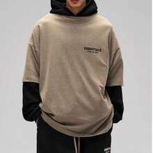 Essentials Fear Of God Back Logo Print Oversized T-Shirt Runs 2 Size Large , Crew Neck Short Sleeve, Unisex Loose Relaxed Fit, Premium Breathable Cotton Blend, Minimalist Streetwear Top, Casual Loungewear & Daily Wear For All Seasons, Ideal For Street Style, Casual Outings & Everyday Use - 石楠灰 - 查看 7