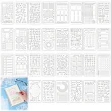 30 PCS Journal Stencils Reusable Plastic Planner Stencils 4x7 Inch For DIY Drawing Calendar Planner Templates Journaling Scrapbook Supplies - As Pic - View 9