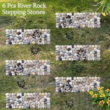 Sunnyglade - 6 piedras de paso de roca de río de 15.5 pulgadas de largo x 5.5 pulgadas de ancho rectángulos de grava pulida para exteriores piedra de río de guijarro para patio patio sendero - Rectángulos - Ver 4
