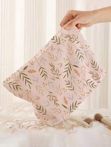 1pc Portable Leaf Pattern Printed Cosmetic Bag, Double-Sided Zipper Travel Makeup Organizer, Multi-Function Toiletry Storage Pouch - Multicolor - View 5